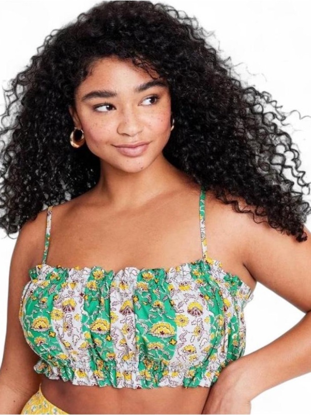 RHODE x Target Mixed Whimsical Floral & Stripe Shirred Crop Top - Size L